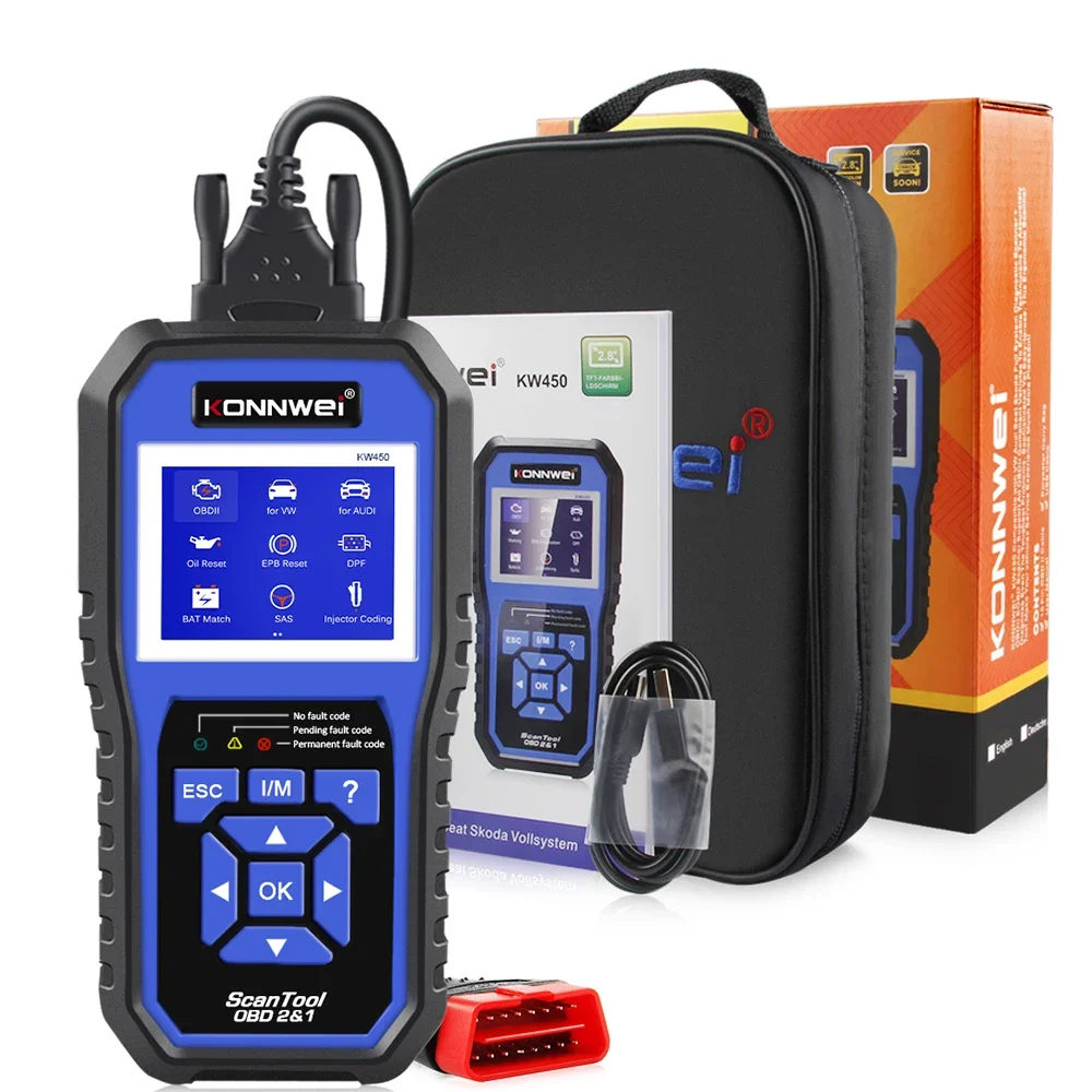 Obd2 Scanner Abs Srs Airbag Reset - เครื่องมือวินิจฉัยระบบ OBD2 รุ่น KONNWEI KW450 สำหรับรถยนต์