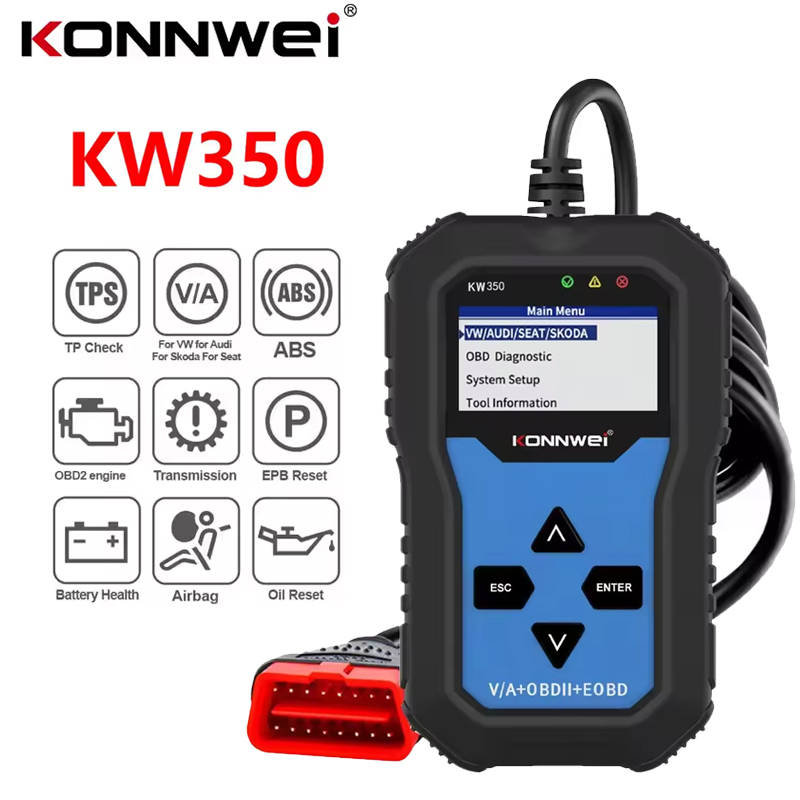 Obd2 Scanner Abs Srs Airbag Reset - เครื่องสแกน OBD2 รุ่น KONNWEI KW350 สำหรับการวินิจฉัยรถยนต์