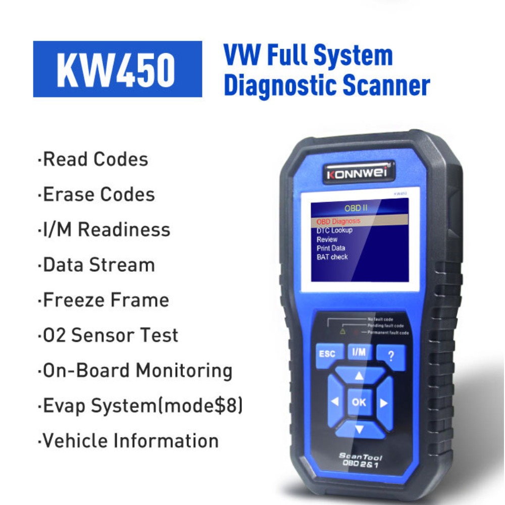 Obd2 Scanner Abs Srs Airbag Reset - เครื่องมือวินิจฉัยรถยนต์ KONNWEI KW450 ระบบ OBD2 สำหรับรถยนต์