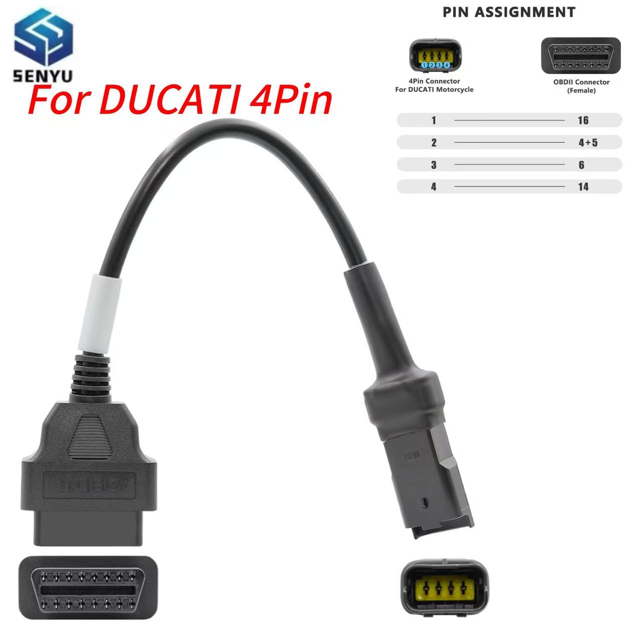 Car Diagnostic Tool Full System - สำหรับดูคาติ 4 พินปลั๊ก OBD 2 สายต่อขยาย