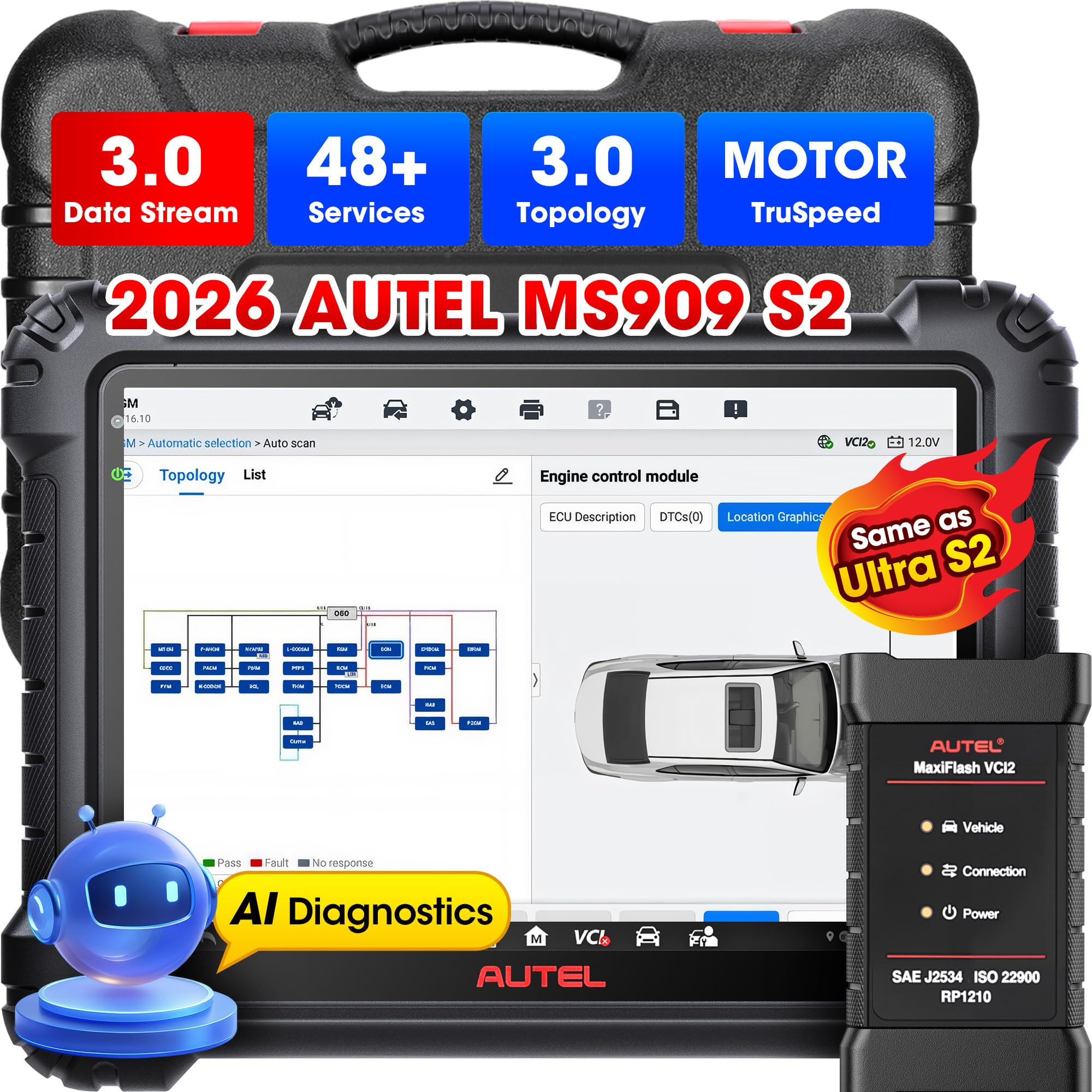 Autel Maxisys Ultra - Autel MaxiSys MS909 S2 เครื่องมือวิเคราะห์ปัญหารถยนต์อัจฉริยะ พร้อมโปรแกรมเมอร์