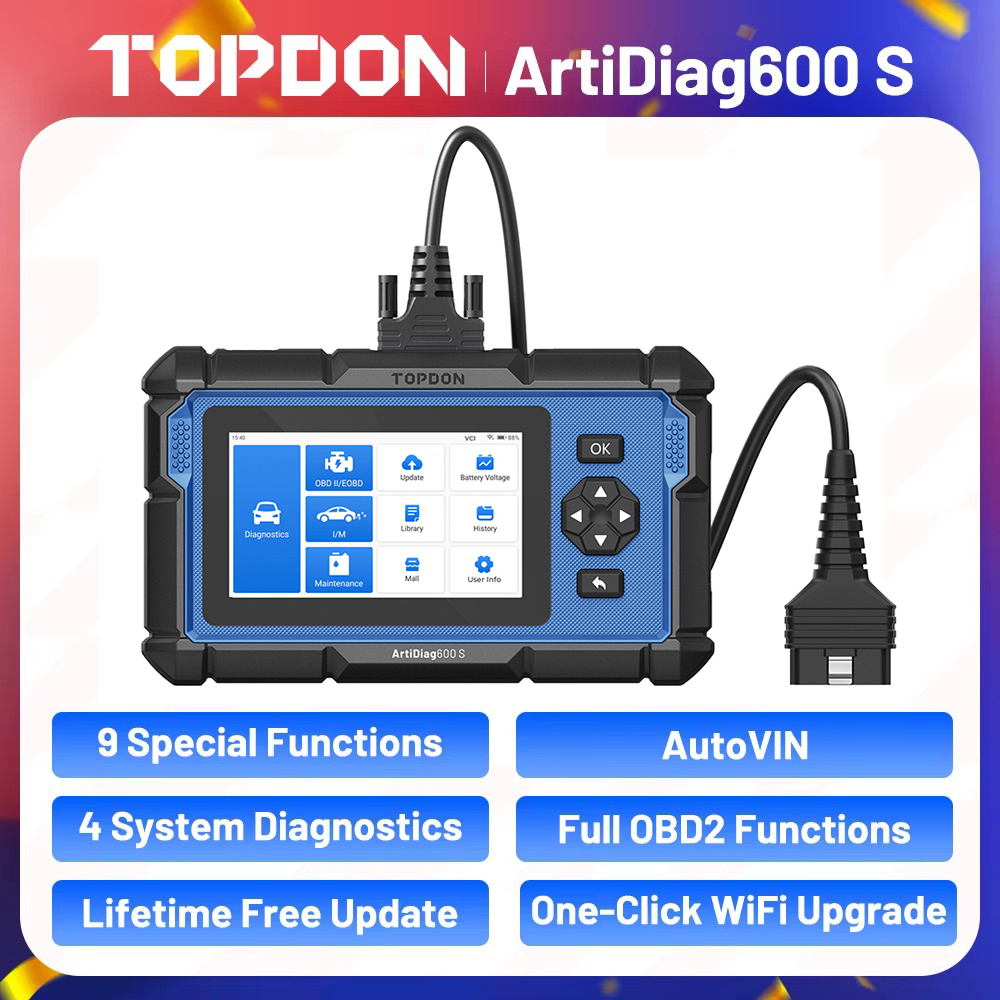Obd2 Scanner Mileage Correction - TOPDON ArtiDiag600S OBD2 เครื่องสแกนเนอร์เครื่องมือวินิจฉัยรถยนต์มืออาชีพ ABS ถุงลมนิรภัยน้ํามัน