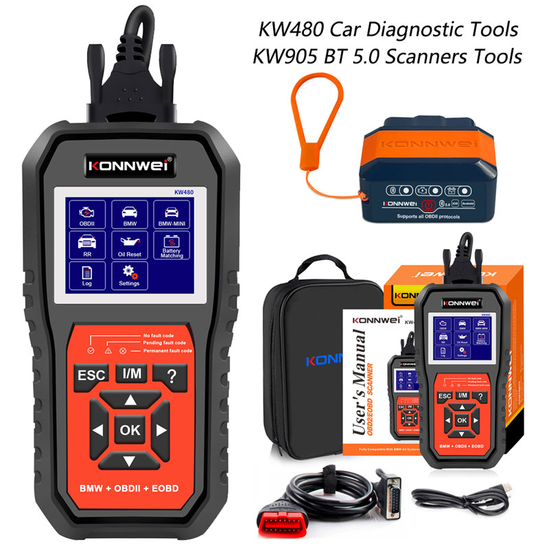Obd2 Scanner Abs Srs Airbag Reset - เครื่องสแกน OBD2 รุ่น KONNWEI KW480 สำหรับรถยนต์