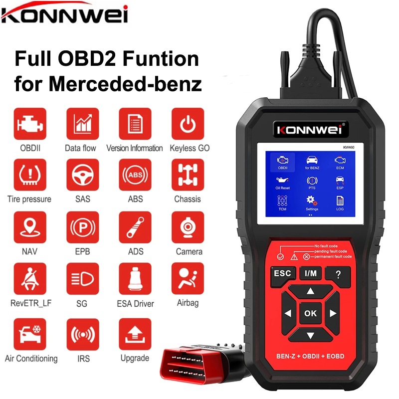Obd2 Scanner Abs Srs Airbag Reset - เครื่องมือสแกนเนอร์ OBD2 สำหรับ Mercedes-Benz เครื่องอ่านโค้ด ABS