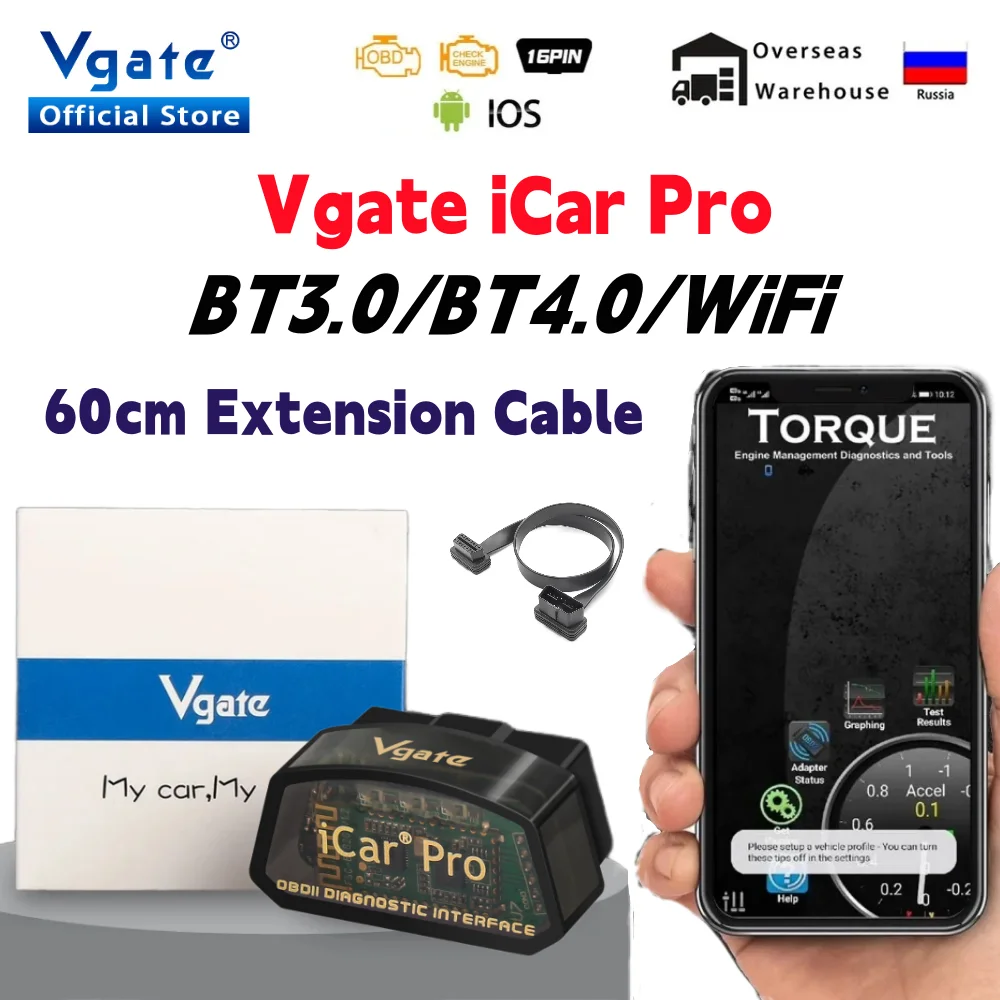 Obd2 Scanner Bluetooth Android - ELM327 V2.3 เครื่องสแกน Vgate ICar Pro