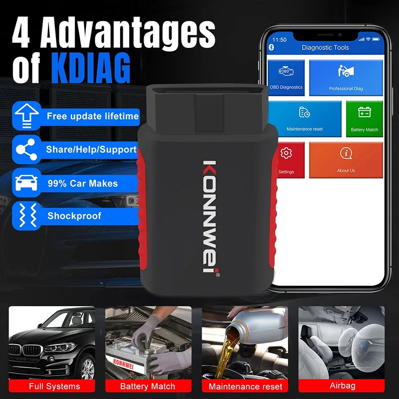 เครื่องสแกนวินิจฉัยรถยนต์ KONN - Car Diagnostic Tool Full System บทวิจารณ์และราคา