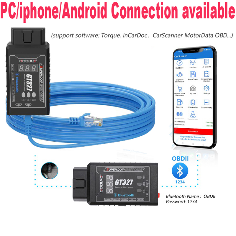 GODIAG GT327 DOIP ENET v1.5 EL - Obd2 Scanner Bluetooth Android บทวิจารณ์และราคา