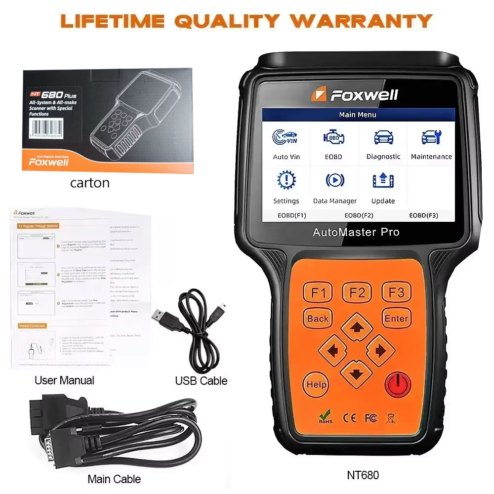 เครื่องสแกน OBD2 Foxwell NT680 - Obd2 Scanner Mileage Correction บทวิจารณ์และราคา