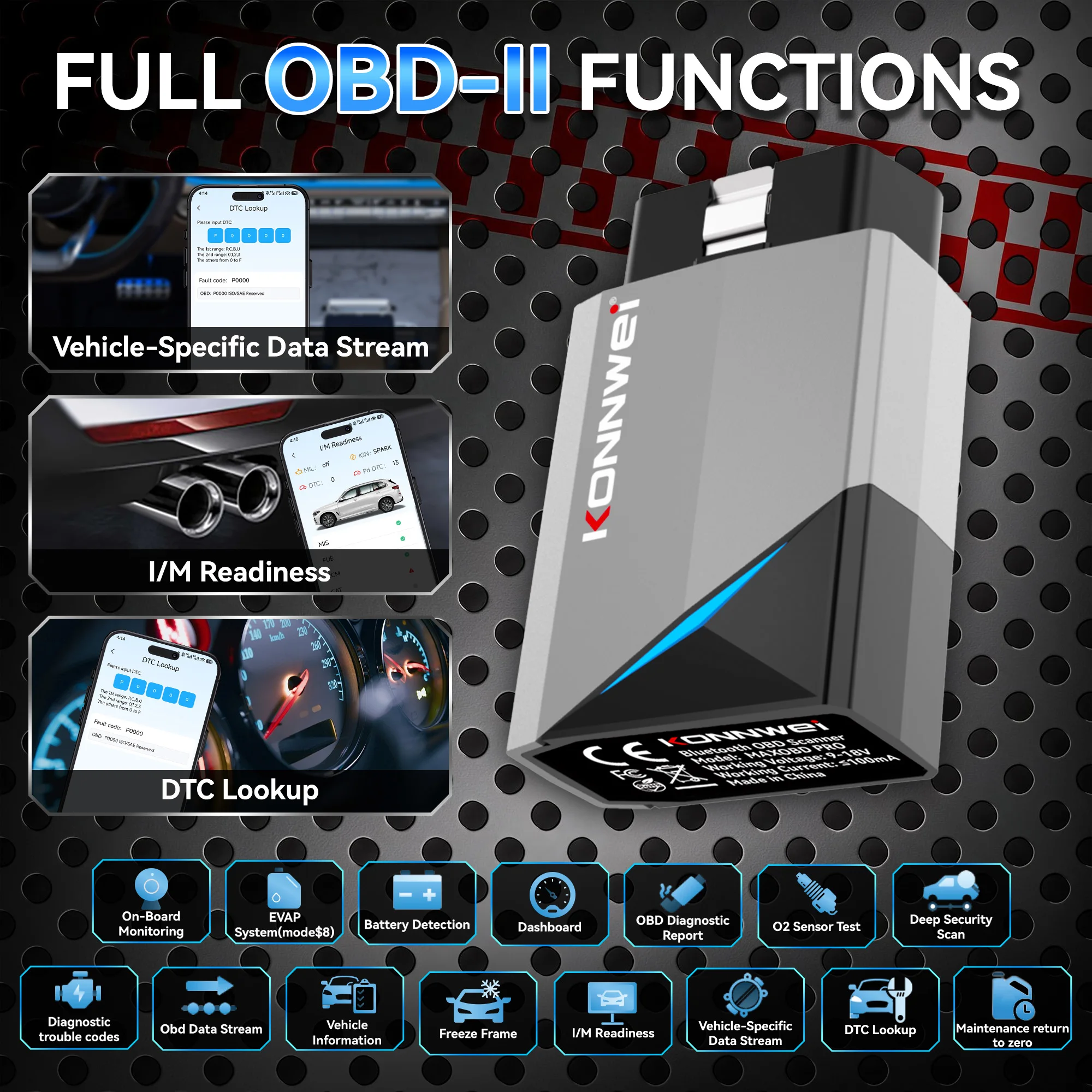 KONNWEI MAXOBD PRO เครื่องสแกน - Obd2 Scanner Bluetooth Android บทวิจารณ์และราคา