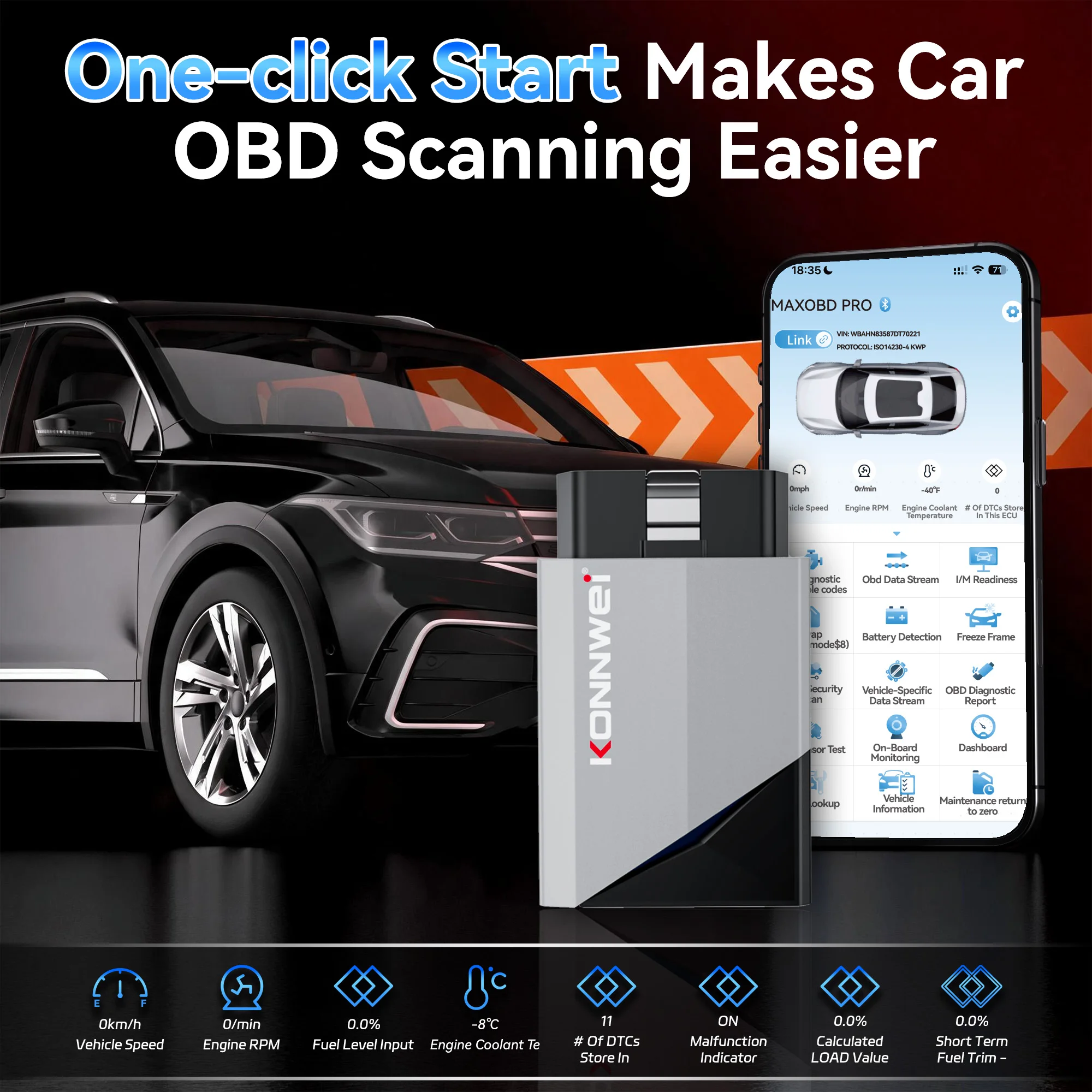 KONNWEI MAXOBD PRO เครื่องสแกน - Obd2 Scanner Bluetooth Android บทวิจารณ์และราคา