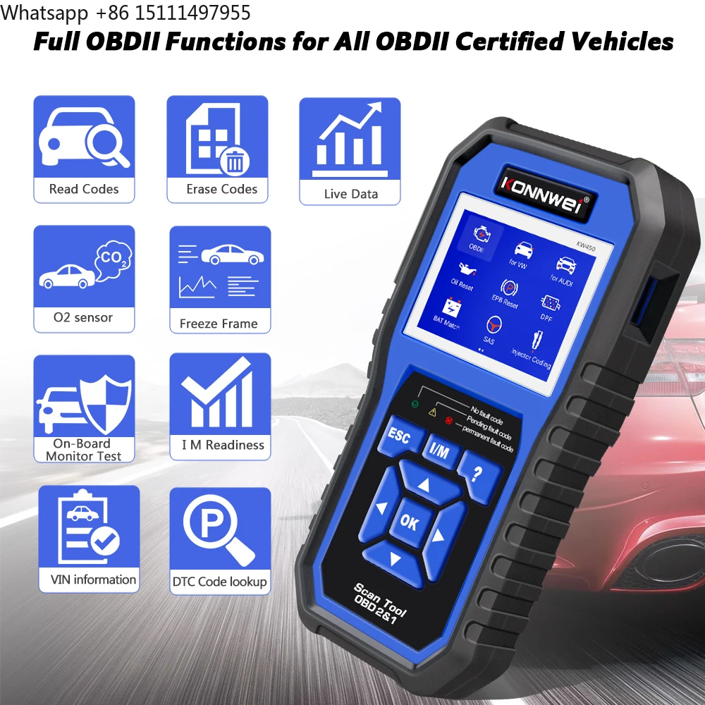 เครื่องอ่านโค้ด KONNWEI KW450  - Obd2 Scanner Abs Srs Airbag Reset บทวิจารณ์และราคา