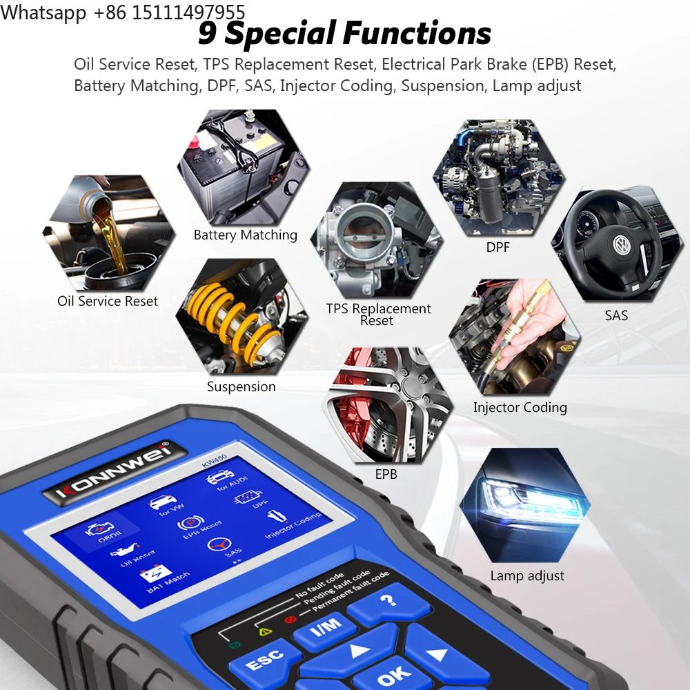 เครื่องอ่านโค้ด KONNWEI KW450  - Obd2 Scanner Abs Srs Airbag Reset บทวิจารณ์และราคา