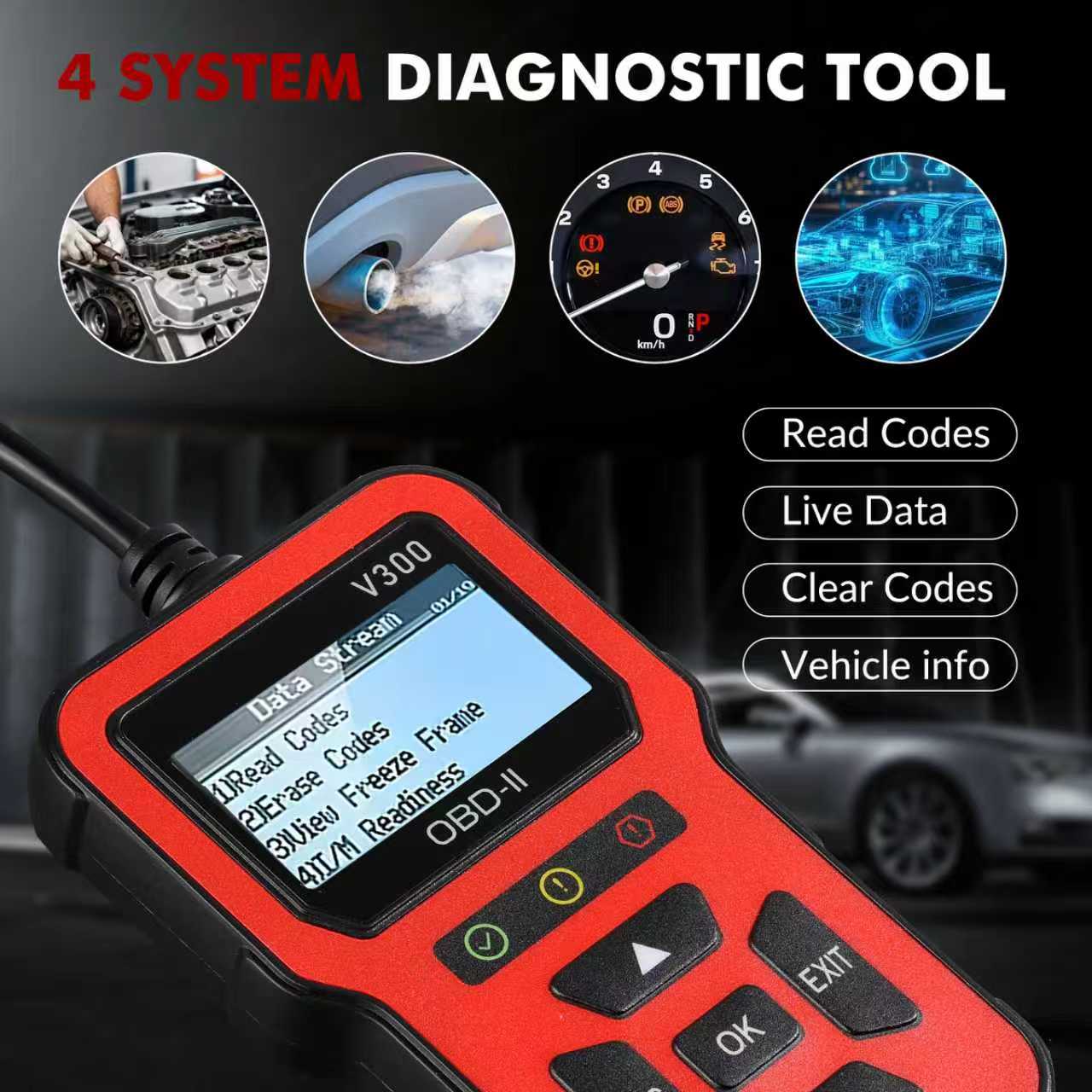 เครื่องสแกน OBD รุ่น V300 สำหร - Car Diagnostic Tool Full System บทวิจารณ์และราคา