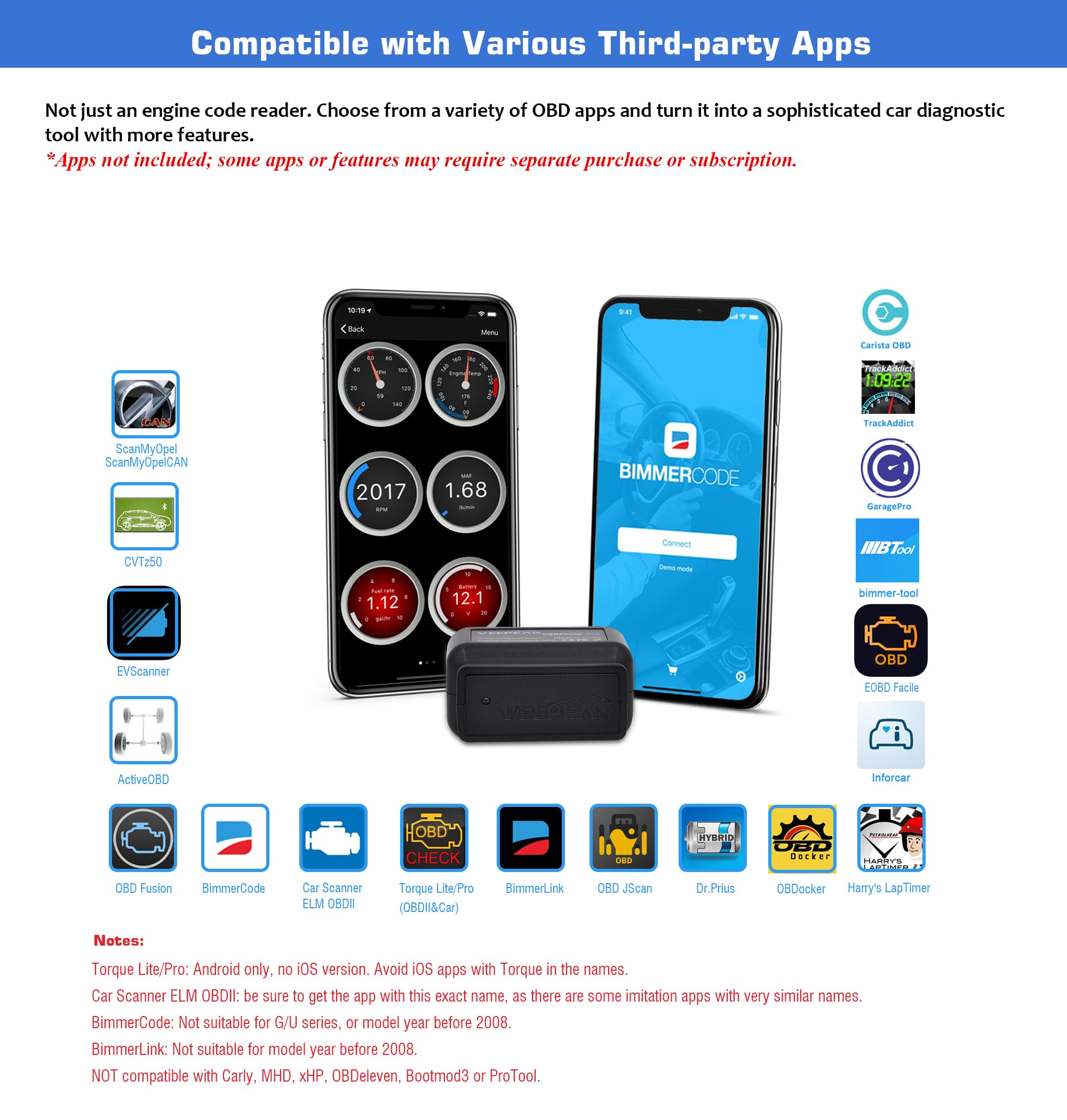 เครื่องสแกนบลูทูธ Veepeak OBDC - Obd2 Scanner Bluetooth Android บทวิจารณ์และราคา