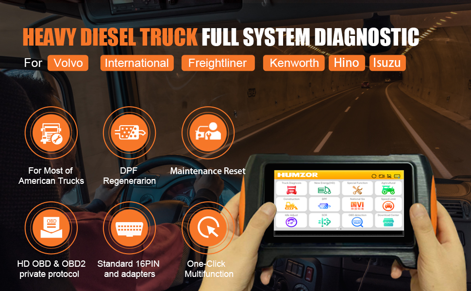เครื่องสแกนวินิจฉัยรถยนต์ Humz - Obd2 Scanner Heavy Duty Truck บทวิจารณ์และราคา