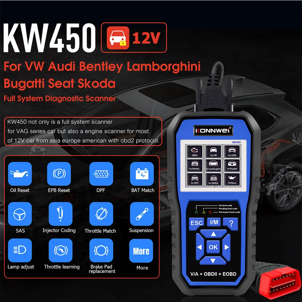 เครื่องสแกน OBD2 รุ่น 2026 KW4 - Obd2 Scanner Abs Srs Airbag Reset บทวิจารณ์และราคา